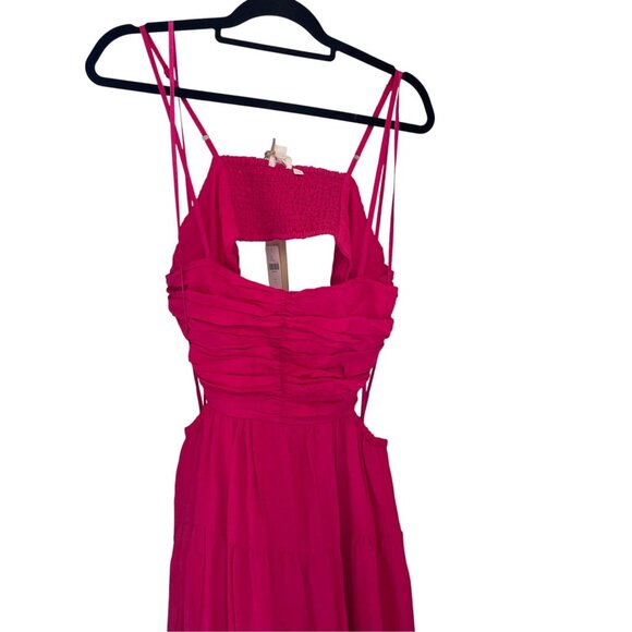 Anthropologie Let Me Be Cutout Tiered Maxi Dress Magenta Pink SZ L - Picture 3 of 10